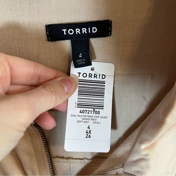 ✨ Torrid Cream Dual Fold Zip Front Cropped Jacket 4X NWT - Picture 5 of 14